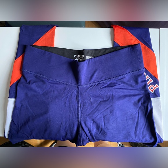 Victoria Secret Pink Ultimate Purple and Orange Logo L Leggings - Picture 2 of 5